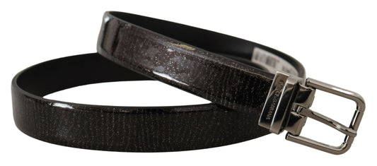 Dolce & Gabbana Black Leather Vernice Metal Buckle Belt