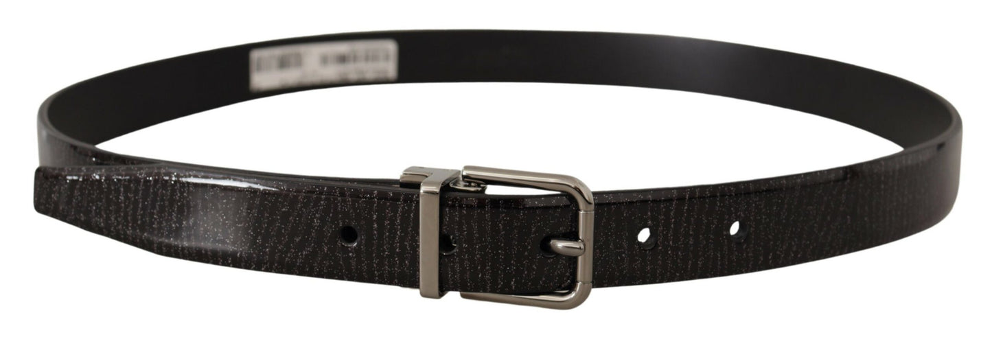 Dolce & Gabbana Black Leather Vernice Metal Buckle Belt