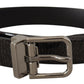 Dolce & Gabbana Black Leather Vernice Metal Buckle Belt