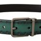 Dolce & Gabbana Green Giotto Leather Silver Metal Buckle Belt