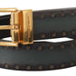 Dolce & Gabbana Green Perforated Leather Brass Metal Belt