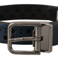 Dolce & Gabbana Navy Blue Perforated Leather Skinny Metal Buckle Belt