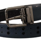 Dolce & Gabbana Blue Perforated Skinny Leather Metal Buckle Belt