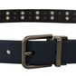 Dolce & Gabbana Blue Perforated Skinny Leather Metal Buckle Belt