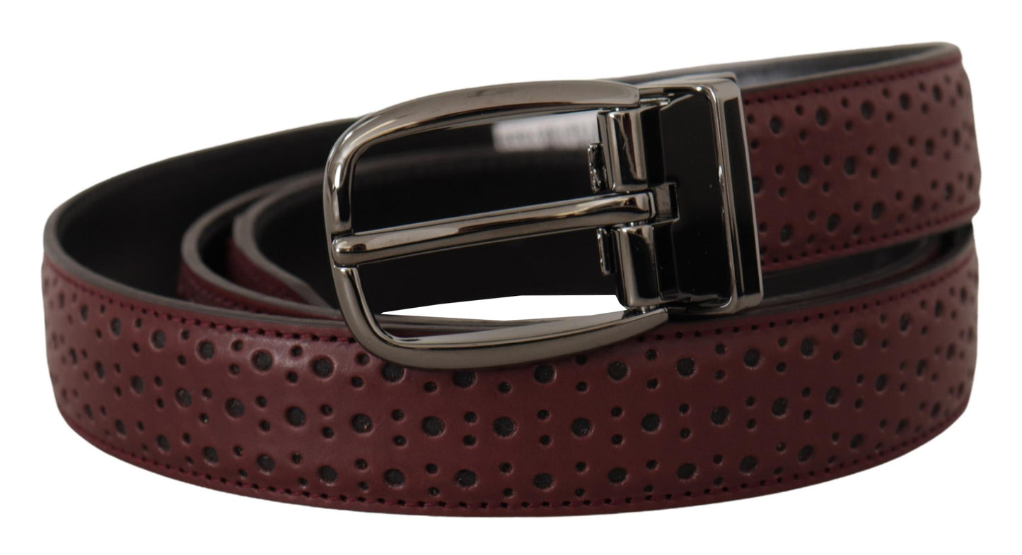 Dolce & Gabbana Brown Perforated Leather Metal Buckle Belt