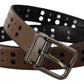 Dolce & Gabbana Dark Brown Perforated Leather Metal Belt