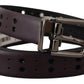 Dolce & Gabbana Burgundy Leather Perforated Metal Buckle Belt