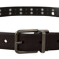 Dolce & Gabbana Burgundy Leather Perforated Metal Buckle Belt