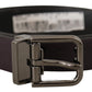 Dolce & Gabbana Burgundy Leather Perforated Metal Buckle Belt