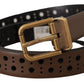 Dolce & Gabbana Brown Leather Perforated Crown Belt