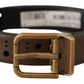 Dolce & Gabbana Brown Leather Perforated Crown Belt