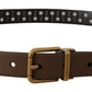 Dolce & Gabbana Brown Leather Perforated Crown Belt