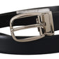 Dolce & Gabbana Black Leather Formal Silver Metal Buckle Belt