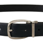 Dolce & Gabbana Black Leather Formal Silver Metal Buckle Belt