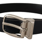 Dolce & Gabbana Black Leather Formal Silver Metal Buckle Belt