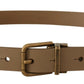 Dolce & Gabbana Brown Solid Leather Brass Buckle Classic Belt