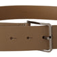 Dolce & Gabbana Beige Calf Leather Wide Silver Metal Belt