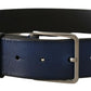 Dolce & Gabbana Blue Calf Leather Silver Metal Buckle Classic Belt