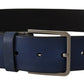 Dolce & Gabbana Blue Calf Leather Silver Metal Buckle Classic Belt