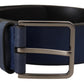 Dolce & Gabbana Blue Calf Leather Silver Metal Buckle Classic Belt