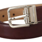 Dolce & Gabbana Dark Brown Calf Leather Silver Metal Buckle Belt