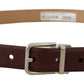 Dolce & Gabbana Dark Brown Calf Leather Silver Metal Buckle Belt