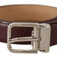 Dolce & Gabbana Dark Brown Calf Leather Silver Metal Buckle Belt