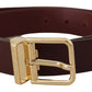 Dolce & Gabbana Maroon Vitello Leather Gold Metal Buckle Belt