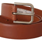 Dolce & Gabbana Brown Calf Leather Silver Tone Metal Buckle Belt