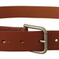 Dolce & Gabbana Brown Calf Leather Silver Tone Metal Buckle Belt