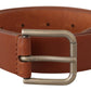 Dolce & Gabbana Brown Calf Leather Silver Tone Metal Buckle Belt