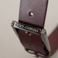 Dolce & Gabbana Brown Leather Silver Metal Crown Buckle Belt