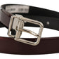 Dolce & Gabbana Brown Patent Leather Silver Metal Buckle Belt