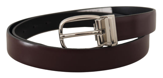 Dolce & Gabbana Solid Brown Leather Silver Metal Belt