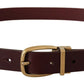 Dolce & Gabbana Brown Leather Classic Gold Metal Buckle Belt