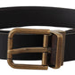 Dolce & Gabbana Black Leather Brass Metal Box Buckle Belt