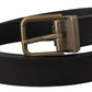 Dolce & Gabbana Black Leather Brass Metal Grain Buckle Classic Belt