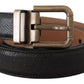 Dolce & Gabbana Black Brown Backed Leather Brass Buckle Belt