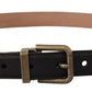 Dolce & Gabbana Black Brown Backed Leather Brass Buckle Belt