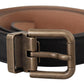 Dolce & Gabbana Black Brown Backed Leather Brass Buckle Belt