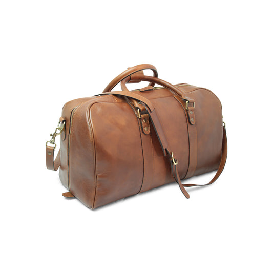 Old Angler Chestnut Brown Full Grain Leather Travel Bag