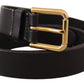 Dolce & Gabbana Brown Classic Leather Gold Metal Buckle Belt