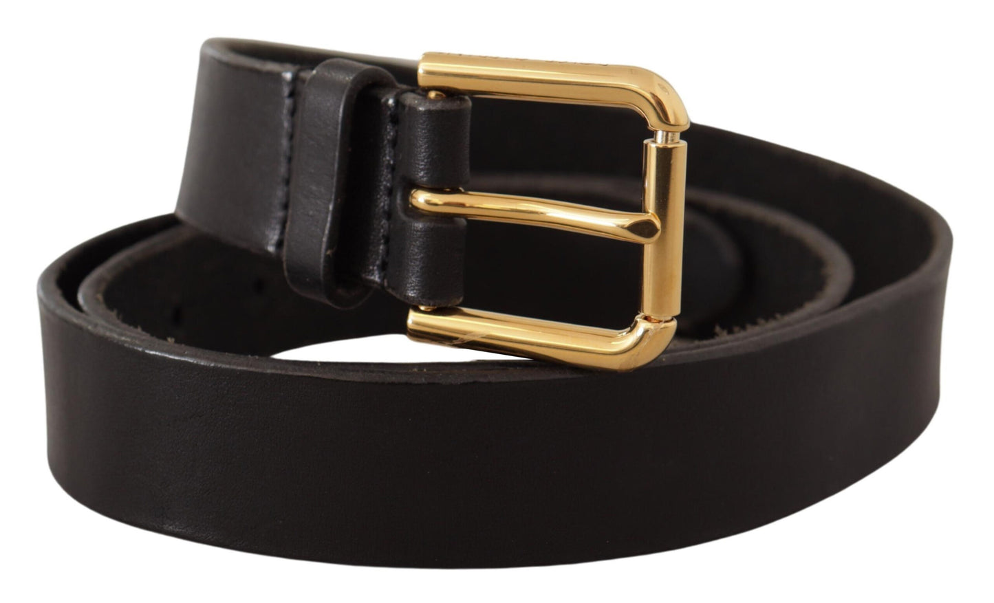 Dolce & Gabbana Brown Classic Leather Gold Metal Buckle Belt