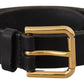 Dolce & Gabbana Brown Classic Leather Gold Metal Buckle Belt