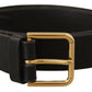 Dolce & Gabbana Brown Gold Metal Logo Buckle Calf Leather Belt