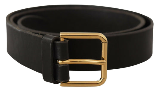 Dolce & Gabbana Brown Gold Metal Logo Buckle Calf Leather Belt