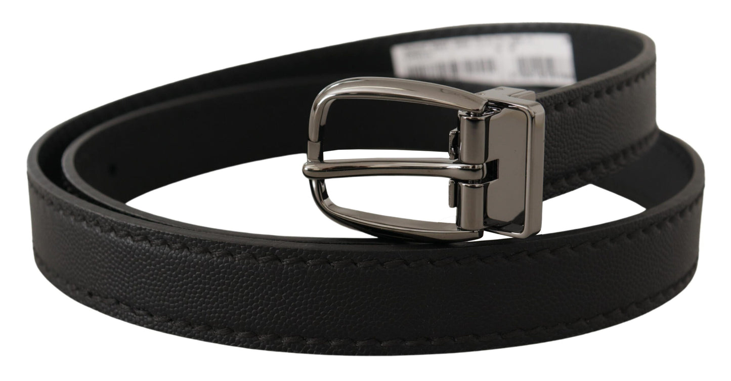 Dolce & Gabbana Black Leather Metal Logo Buckle Belt