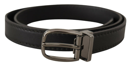 Dolce & Gabbana Black Leather Metal Logo Buckle Belt