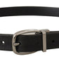 Dolce & Gabbana Black Leather Silver Chrome Metal Logo Buckle Belt