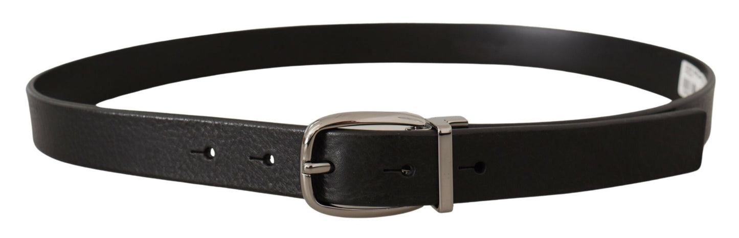 Dolce & Gabbana Black Classic Calf Leather Metal Logo Belt